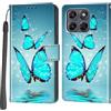 PHINIENLAND Cover per Motorola Moto G67 / G77 custodia portafoglio Turquoise | 3 scomparti carte, 1 tasca banconote, Chiusura magnetica, Supporto, Pelle PU flip cover per Moto G67 / G77