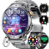 HIRREO EF24 Smartwatch Uomo Militare con Torcia LED, Batteria 1000mAh, 1,7" HD Fitness Tracker, 100 Modalità Sportive, IP68 Impermeabile, 3 Cinturini, Compatibile Android e iOS (Nero)