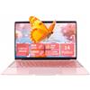 LONGEVINCE PC Portatile 14 Pollici, Notebook Full HD 1920x1080, Celeron J4105, Win11 pro, Computer Portatile Leggero e Sottile, Tastiera Italiana, Mini HDMI, Mouse Wireless (Oro rosa, 8GB+128GB)