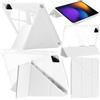 A-BEAUTY Custodia Compatibile con Xiaomi Pad 8 / Pad 8 Pro 2025 11,2 Pollici/Xiaomi Pad 7 /Pad 7 Pro 2024 con Portapenne, Cover Trasparente Antiurto, Supporto Trifold 6 in 1 a Forma di Y, Bianco