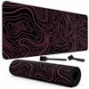 Mis.Moon Grande tappetino per mouse da gioco, con mappe topografiche con bordi cuciti, elegante tappetino per mouse con base antiscivolo, motivo venature del legno nero, 800 x 300 mm (lunghezza x