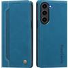 rongki Custodia per Samsung Galaxy S23 Plus, Cover in Pelle Sintetica Portafoglio con Slot per Carte, Supporto, Chiusura Magnetica, Antiurto Case per Samsung S23 Plus, Azzurro
