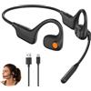 Ouitble Cuffie a Conduzione Ossea Cuffie Bluetooth 5.3 Ad Orecchio Aperto Sportive Impermeabili IPX6 Wireless con Microfono Regolabile a 270° per Corridori e Riunion (Nero)