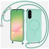 xinyunew Cover per Samsung Galaxy S26 FE 5G con Cordino Regolabile,green | [Compatibile con MagSafe] Custodia con Collana Tracolla Laccio Collo Liquido TPU Silicone Lanyard Antiurto Case