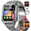 LIGEON 1400 mAh Smartwatch Uomo 20 Giorni Autonomia Grande Batteria 2,0″ HD Orologio Chiamate Bluetooth,Monitor Frequenza Cardiaca/Sonno/Lampada LED,2 Caricabatterie,Orologio Fitness,Grigio