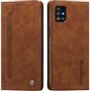rongki Custodia per Samsung Galaxy A51 5G, Cover in Pelle Sintetica Portafoglio con Slot per Carte, Supporto, Chiusura Magnetica, Antiurto Case per Samsung A51 5G, Marrone