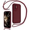 LEHEHE Cover per Samsung Galaxy A07 5G / 4G / M07 / F07 con Cordino Regolabile, Custodia Telefono a Tracolla e da Collo TPU Silicone Morbido Antiurto Cover Protezione Fotocamera-Vino