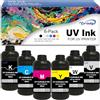Oritdge Inchiostro UV 500 ml x6 per materiali duri per stampanti UV (CMYKWV | UV Hard Ink con testina di stampa UV XP600 TX800 i3200 i1600 L805 1390 DX4 DX5 DX6 DX7 DX10, per acrilico, vetro, legno
