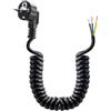 LANMINGLEL Cavo a spirale a 3 fili, cavo di prolunga Schuko, cavo a spirale con spina Schuko, 3 x 1,0 mm², 16 A, 230 V, IP44, per casa, ufficio, magazzino (nero-90 gradi, 200 centimetri)