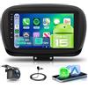 Hodozzy 【8 Core 6+128G】Per FIAT 500X 2014-2020 Autoradio con CarPlay Wireless Android Auto, Schermo IPS da 9 Pollici con Radio FM/RDS, GPS, Bluetooth 5.0, Supporta telecamere panoramiche a 360°