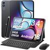 TABWEE Tablet 13,4 Pollici con Tastiera, Android 16, 24GB+256GB | Dallo studio allo smart working senza pause: 120Hz, mouse, penna e batteria da 10000mAh seguono ogni idea e progetto.