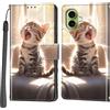 PHINIENLAND Cover per iPhone 17 custodia portafoglio Gatto | 3 scomparti carte, 1 tasca banconote, Chiusura magnetica, Supporto, Pelle PU flip cover per iPhone 17