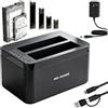 YEELIYA M.2 Nvme & SATA Hdd Docking Station Hard Disk USB 3.2 Gen 2 10Gbps | 3-Slot Lettore Hard Disk Esterno, con Clonazione Bidirezionale Offline, per SATA 3.5 / 2.5 HDD + M.2 Nvme SSD, 32TB