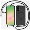 xinyunew Cover per Samsung Galaxy S26 FE 5G con Cordino Regolabile,Nero | [Compatibile con MagSafe] Custodia con Collana Tracolla Laccio Collo Liquido TPU Silicone Lanyard Antiurto Case