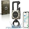 River Stone Riverstone - Portachiavi per Apple Find My, multitool apribottiglie e allarme anti-perdita, fucile di sicurezza, localizzatore GPS impermeabile ricaricabile per chiavi e borsa (Champagne)