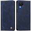 rongki Custodia per Samsung Galaxy A12/M12, Cover in Pelle Sintetica Portafoglio con Slot per Carte, Supporto, Chiusura Magnetica, Antiurto Case per Samsung A12/M12, Blu scuro