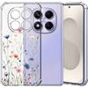 Choeeu ChoosEU Trasparente Cover per Xiaomi Redmi Note 14 Pro 4G, Blu Rosa | Sottile TPU Silicone Trasparente Custodia, Disegni Colorate Fiore Fiori Motivo, per Ragazza, Antiurto Protettiva Morbido Case