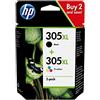 HP Set di cartucce 305XL per Deskjet 2320 2710 2720 2724 4210e 4220e 4222e 4227e 4230e Deskjet Plus 4110 4120 4122 4130 Envy 6010 6020 6020 6 022 6030 6032 Envy Pro 6420 6422 6430 6432