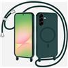 xinyunew Cover per Samsung Galaxy S26 FE 5G con Cordino Regolabile,verde | [Compatibile con MagSafe] Custodia con Collana Tracolla Laccio Collo Liquido TPU Silicone Lanyard Antiurto Case