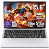 LONGEVINCE Notebook 15.6 Pollici PC Portatile, Ryzen 7 5800H, 16GB RAM DDR4 + 512GB SSD, Windows 11 Pro, Webcam HD, Tastierino Numerico,Tastiera retroilluminata