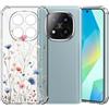 Choeeu ChoosEU Trasparente Cover per Xiaomi Redmi Note 14 Pro+ Plus 5G, Blu Rosa | Sottile TPU Silicone Trasparente Custodia, Disegni Colorate Fiore Fiori Motivo, per Ragazza, Antiurto Protettiva Morbido Case