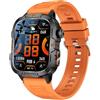 MechKit Smart Watch Sport all'aria aperta Display ad alta definizione 1,96 pollici Oltre 100 modalità sportive IP68 Impermeabile per uomo Donna Nero (Cinturino in silicone arancione)