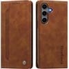 rongki Custodia per Samsung Galaxy S25 Plus, Cover in Pelle Sintetica Portafoglio con Slot per Carte, Supporto, Chiusura Magnetica, Antiurto Case per Samsung Galaxy S25 Plus, Marrone