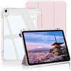 BQDIYOO Cover per iPad (A16) 11a generazione 11 (2025)/iPad 10a generazione 10,9 (2022), con porta penna, cover rigida trasparente sul retro, sveglia/sonno auto, rosa