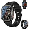 MechKit Smart Watch Sport all'aria aperta Display ad alta definizione 1,96 pollici Oltre 100 modalità sportive IP68 Impermeabile per uomo Donna Nero (Cinturino in silicone nero)
