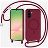 xinyunew Cover per Samsung Galaxy S26 FE 5G con Cordino Regolabile,rosso | [Compatibile con MagSafe] Custodia con Collana Tracolla Laccio Collo Liquido TPU Silicone Lanyard Antiurto Case