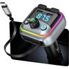 ORIA Trasmettitore FM Bluetooth 6.0, Vivavoce Auto | Carica PD 45W, Cavo 70cm Retrattile, 1 USB + 2 USB-C, Bassi Potenziati, LED RGB, Vivavoce, Auto