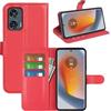 JIUNINE Cover a Libro in Pelle per Motorola Moto Edge 50 Fusion, Rosso | Custodia Portafoglio Antiurto in Pelle Sintetica a Grana Litchi, Portacarte, Chiusura Magnetica, Supporto Regolabile