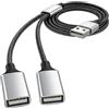 Leloco Splitter USB 1 a 2, 1 m, cavo USB Y, 1 spina a 2 prese, adattatore USB 2.0 per trasmissione di corrente e dati, adatto per Mac, auto, PS4, laptop, ecc.