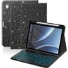 FUWANG Cover per tastiera per iPad A16 11a 11 2025/10a generazione 10,9 | AZERTY Layout Francese - Cover per iPad 11, 7 colori retroilluminati, tastiera Bluetooth staccabile, con glitter