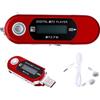 Jectse Rosso Lettore MP3 USB No Bluetooth No WIFI (Nessuna memoria) | Display LCD, alimentazione a batteria, riproduzione prolungata, spegnimento automatico, USB 2.0, con auricolari