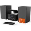 Oakcastle DAB150 Impianto Stereo Casa con Lettore CD Hi-Fi (Nero) | Alimentato Dalla Rete | Bluetooth, 60 Preselezioni, Doppia Sveglia, Timer di Spegnimento, Riproduzione USB, Stereo Casa