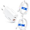 Romdoosu Caricatore PPS USBC da 30 W per Google Pixel, spina a 2 porte con 2 cavi | Caricatore rapido PD3.0+QC3.0, con cavo da USB C a USBC da 2 m e cavo da USB A a USB C da 1 m, per Google Pixel 11/10/9/8/7/6