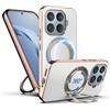 Eastcoo Custodia magnetica per Xiaomi 17T, retro in pelle di lusso con supporto, supporto regolabile a 360°, resistente agli urti secondo gli standard militari, compatibile con MagSafe, per uomo e