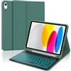 IVEOPPE Tastiera per iPad A16 11 Generazione 11 2025/10 Generazione 2022 10.9 | Cover Keyboard Bluetooth Staccabile con 7 Colori Illuminato, Italiano QWERTY, Custodia Tastiera con Portapenna, Verde