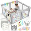 FAMPLY Box Pieghevole per Neonati con Materasso, Box Portatile con Rete Traspirante a 360°, Tessuto Oxford 300D, base Antiscivolo, Area Giochi Sicura per Bambini, per Uso Interno/Esterno (130 x 130 x 70 cm)