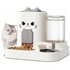 unbholkk Distributore automatico per gatti, a gravitazione automatica, 1,8 l e dispenser d'acqua da 0,8 l, senza corrente, mangime secco per gatti e cani