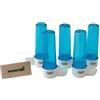 Mangolè Sifone Acqua Uccelli Crystal Blu 100 cc 5 Pezzi | Abbeveratoio volatili, plastica trasparente azzurra, livello acqua visibile, formato compatto, 5 pezzi