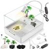 MoonOrange Kit serbatoio tartaruga (serbatoio + luce + pompa dell'acqua), kit di avviamento in acrilico con soffione doccia a pioggia, pompa dell'acqua regolabile da 5 W, recinzioni superiori e area
