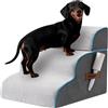 Kohentact Scaletta per Cani e Rampa per Letto Alto e Divano, 33-61 cm Scala Rimovibile per Cani Piccoli e Medi, Schiuma 40D Robusta, Antiscivolo, Rivestimento Lavabile con Rullo Levapelucchi, Grigio
