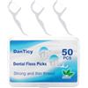 DanTicy Picks per filo interdentale extra forte | Professionale pulito filo interdentale | Stuzzicadenti per adulti | Easy Grip Handle | Fresh Mint, 50 pezzi