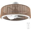 Cecotec Ventilatore da Soffitto con Luce EnergySilence LampAero 324 Camellia. 10W, Motore DC, 3 Pale, Luce LED Dimmerabile, Telecomando, Timer, 6 Velocità, Fibra Naturale, Lampadina Non Inclusa