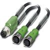 Phoenix Contact Cavo di distribuzione M12/M12/M12 1xmaschio/2xfemmina diritto 3/4 poli. Codifica A, 250 V, 4 A, numero di fili 3, lunghezza