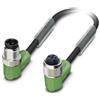 Phoenix Contact "Cavo di collegamento M12/M12 1xpin/1xpresa angolare 4/4 pin codifica A, 250V, 4A, numero di conduttori 4, lunghezza 1,5 metri Lato design 1 1xM12 pin angolare"