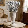 Helilyco Confezione da 10 tulipani artificiali color argento metallizzato, 34 cm, realistici, in poliuretano, con steli, decorazione per matrimoni, casa, ufficio