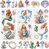 WANDIC 3 Fogli Adesivi trasferibili a Forma di Sirena, Impermeabili, per mobili, Artigianato, Decorazioni per Fai da Te, Album fotografici, 15 x 30 cm